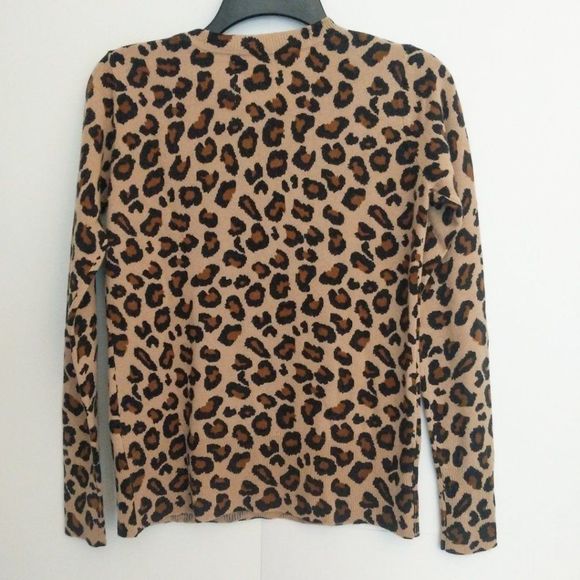 CYNTHIA ROWLEY Animal Print 2 Ply Cashmere Sweater - Picture 2 of 4